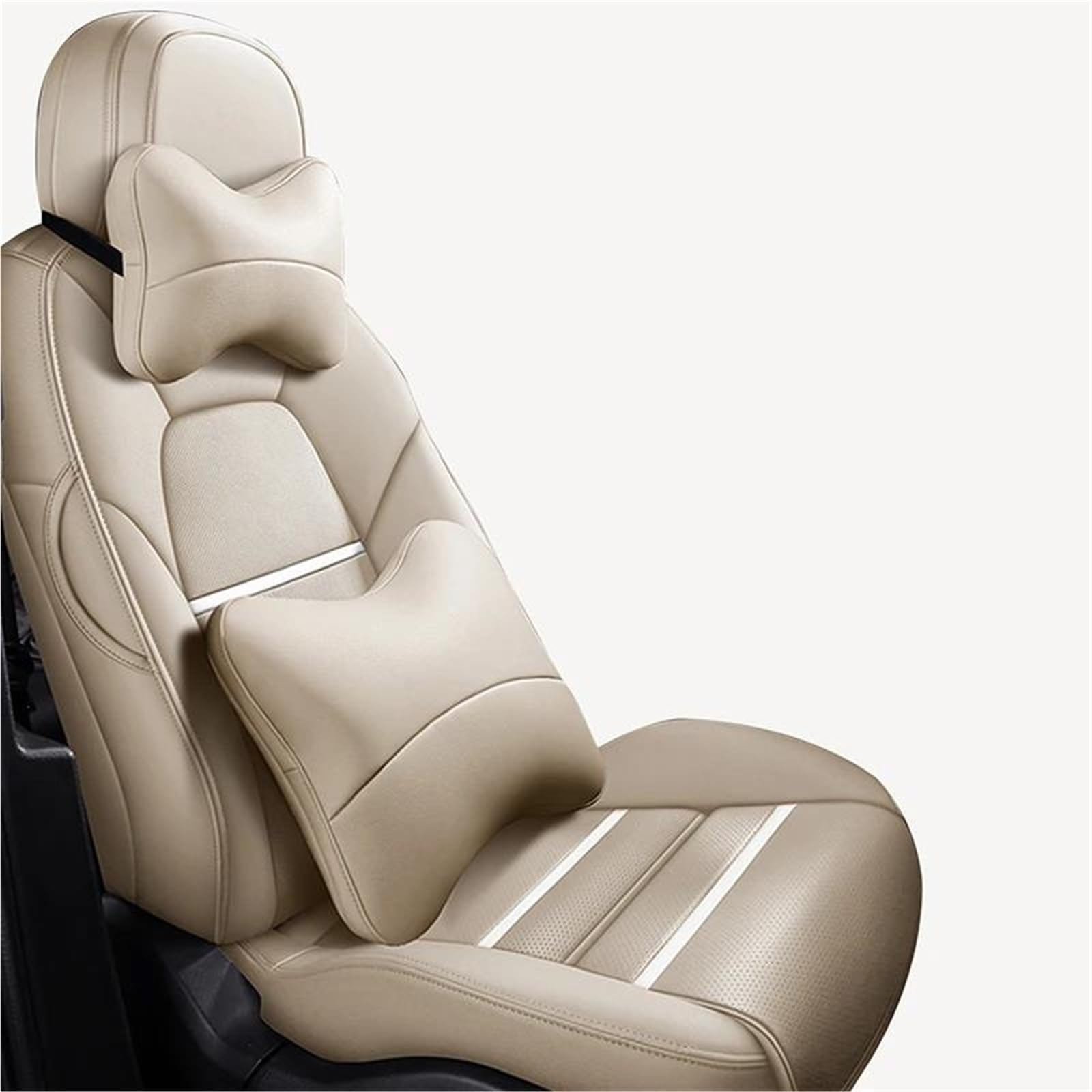 IITA Sitzbezüge Auto Autositzbezüge aus echtem Leder nach Maß für Chrysler 200 300C Zubehör Auto-Schonbezüg(Beige+Cushion) von IITA