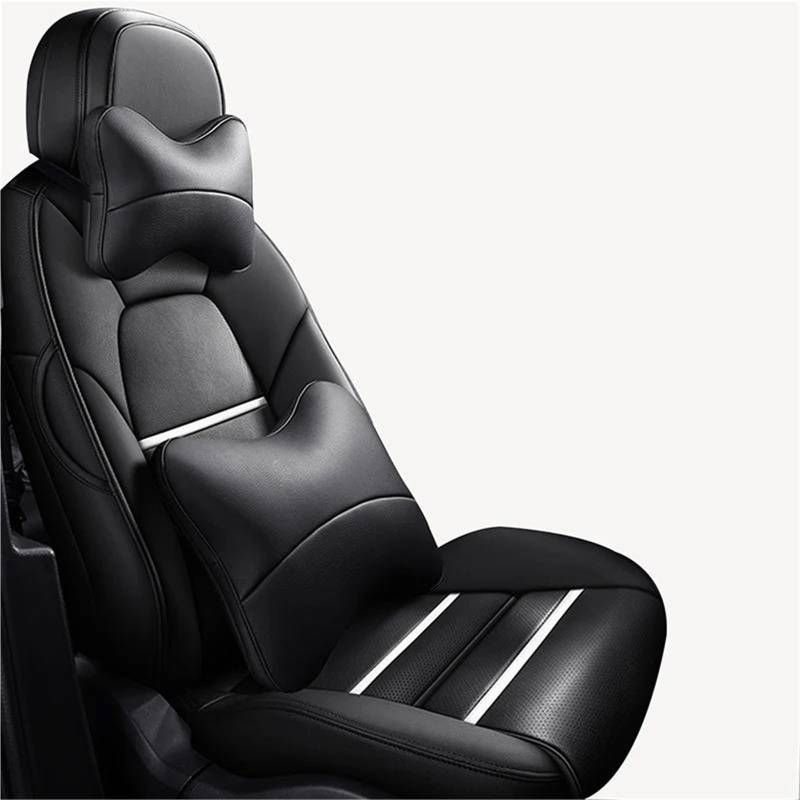 IITA Sitzbezüge Auto Autositzbezüge aus echtem Leder nach Maß für Chrysler 200 300C Zubehör Auto-Schonbezüg(Black+Cushion) von IITA