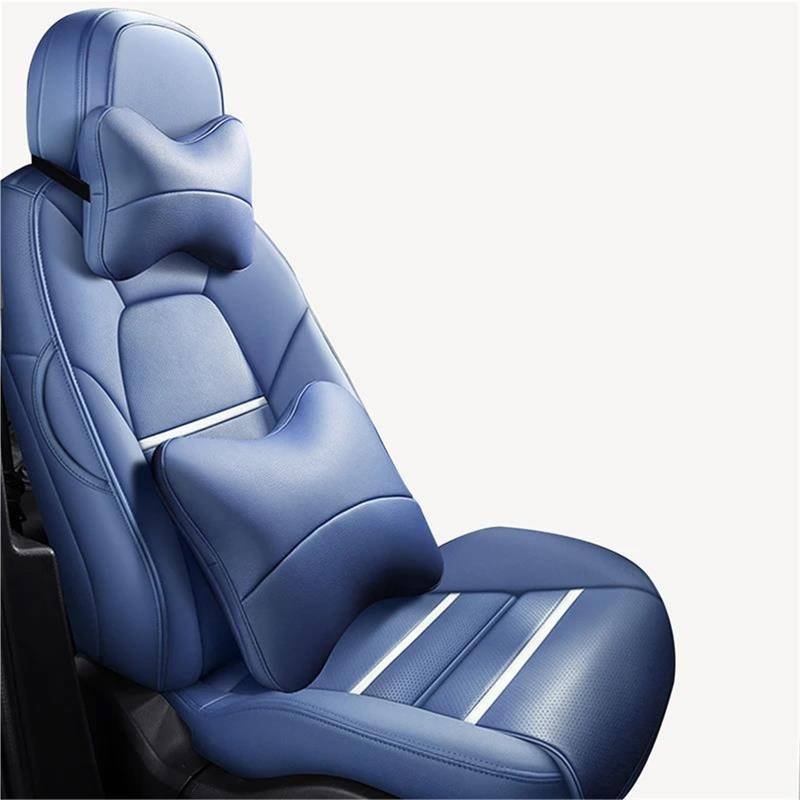 IITA Sitzbezüge Auto Autositzbezüge aus echtem Leder nach Maß für Chrysler 200 300C Zubehör Auto-Schonbezüg(Blue+Cushion) von IITA