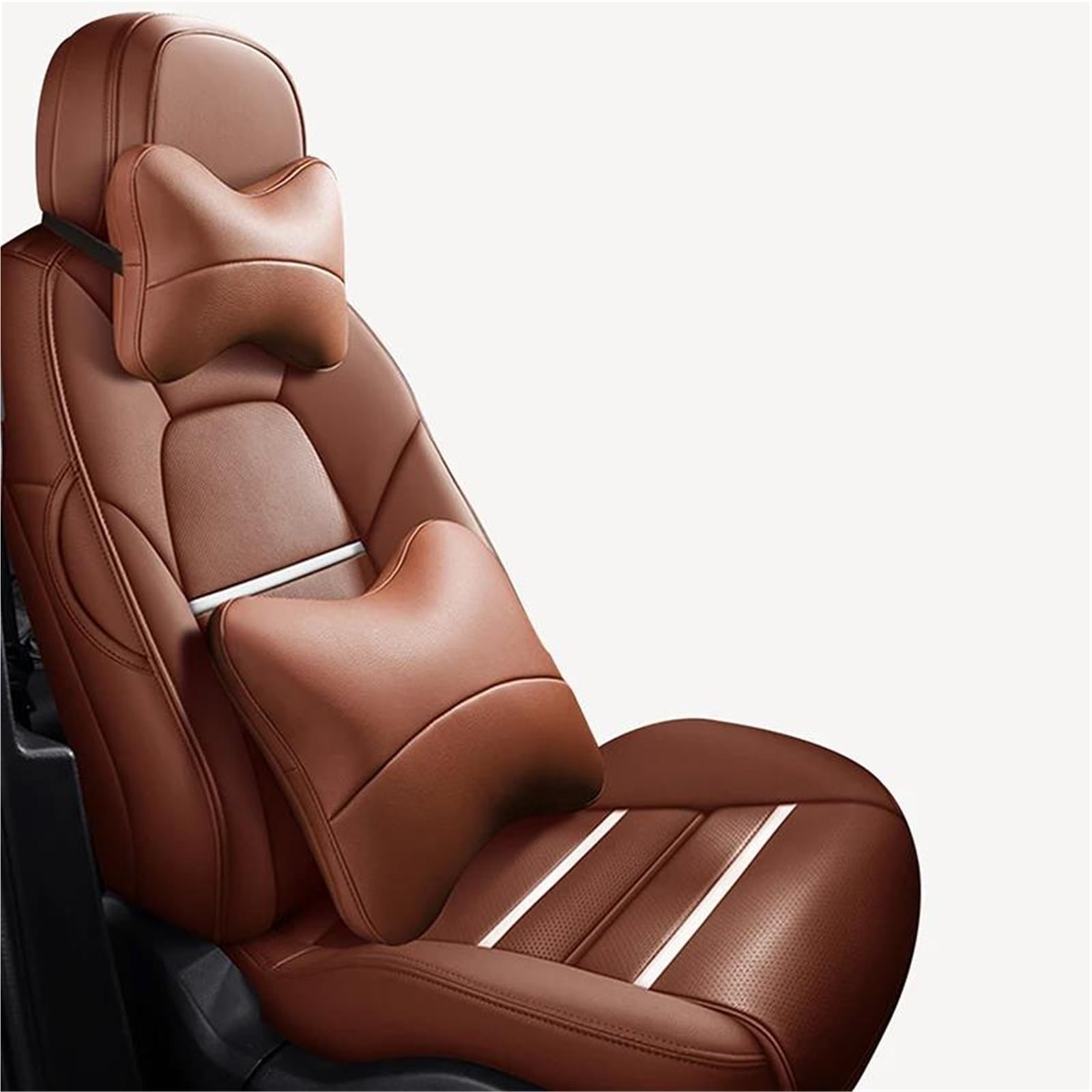 IITA Sitzbezüge Auto Autositzbezüge aus echtem Leder nach Maß für Chrysler 200 300C Zubehör Auto-Schonbezüg(Brown+Cushion) von IITA