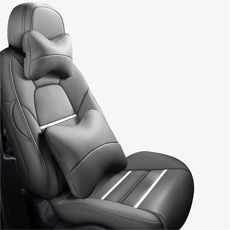 IITA Sitzbezüge Auto Autositzbezüge aus echtem Leder nach Maß für Chrysler 200 300C Zubehör Auto-Schonbezüg(Gray+Cushion) von IITA