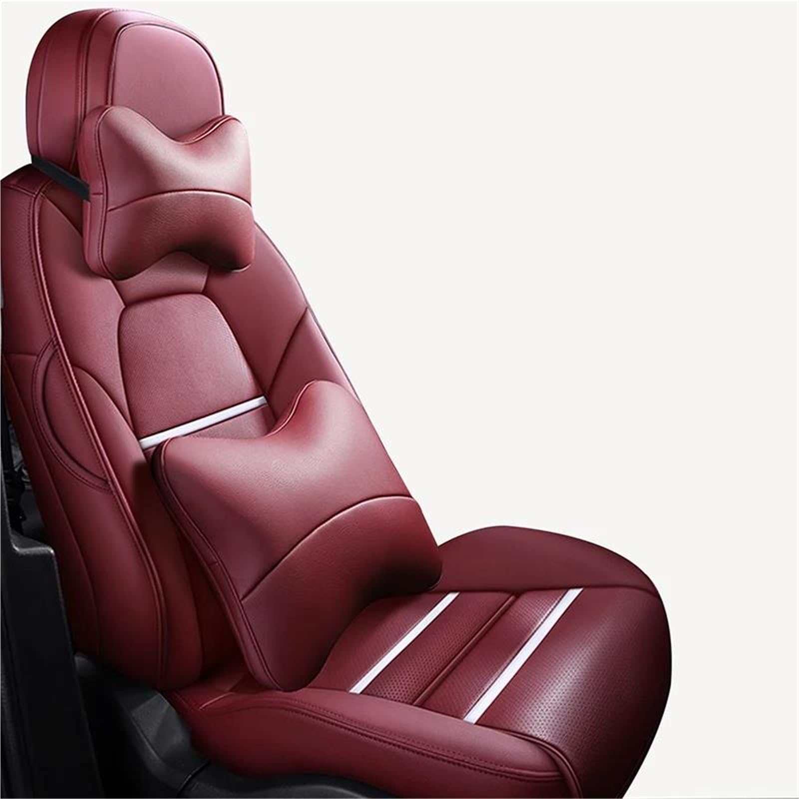 IITA Sitzbezüge Auto Autositzbezüge aus echtem Leder nach Maß für Chrysler 200 300C Zubehör Auto-Schonbezüg(Wine red+Cushion) von IITA