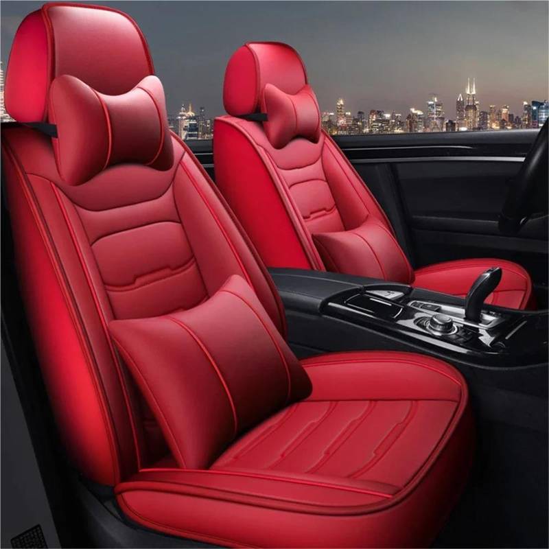 IITA Sitzbezüge Auto Autositzbezug für 3er E21 E30 E36 E46 E90 E91 E92 Autozubehör Kunstleder Auto-Schonbezüg(Red 5seat+Pillow) von IITA