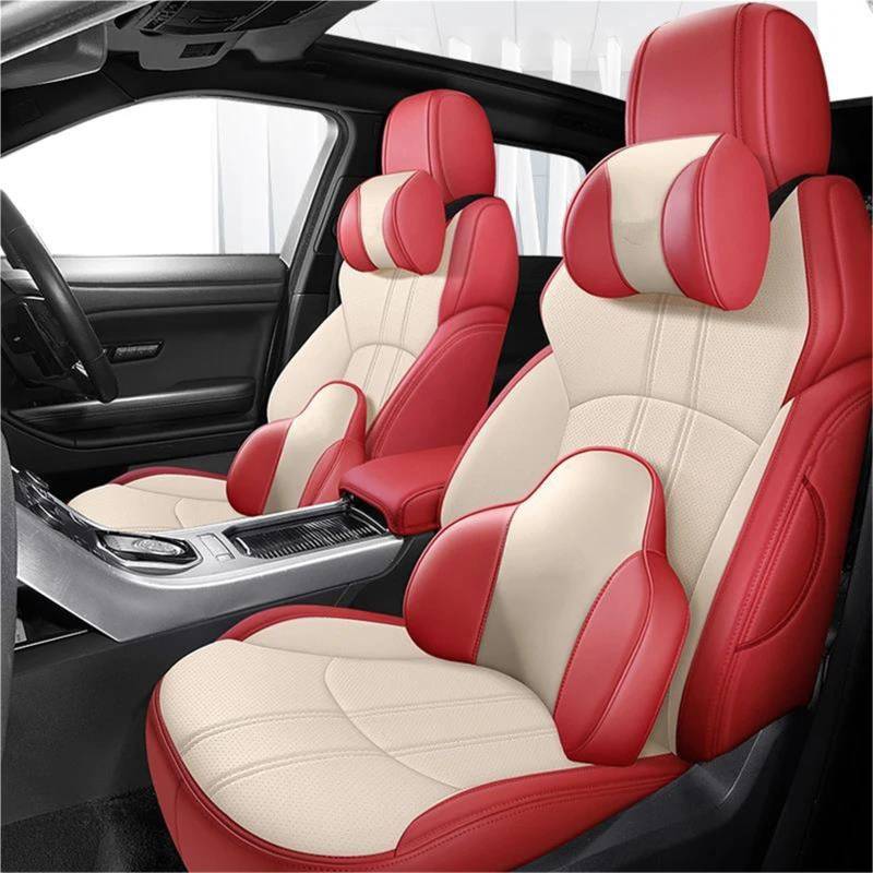 IITA Sitzbezüge Auto Leder 5 Sitze Autositzbezüge für Lexus für NX 2015 2016 2017 2018 Zubehör Auto-Schonbezüg(WH red+Pillow) von IITA