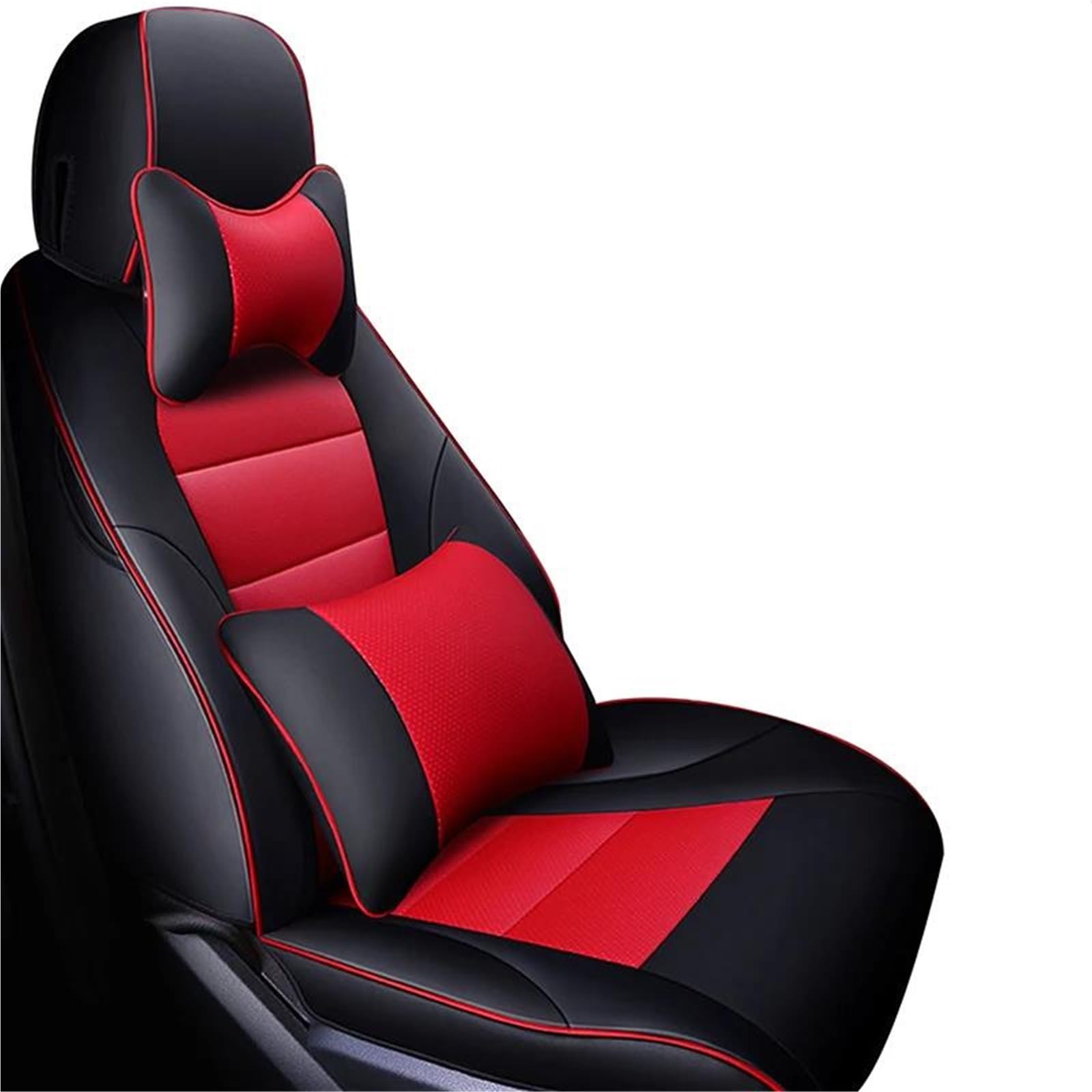 IITA Sitzbezüge Auto Leder-Autositzbezüge für Mitsubishi L200 für ASX für Lancer X für Outlander 3 für Eclipse für Cross XL für Pajero für Sport 3 Auto-Schonbezüg(Black red+Pillow) von IITA