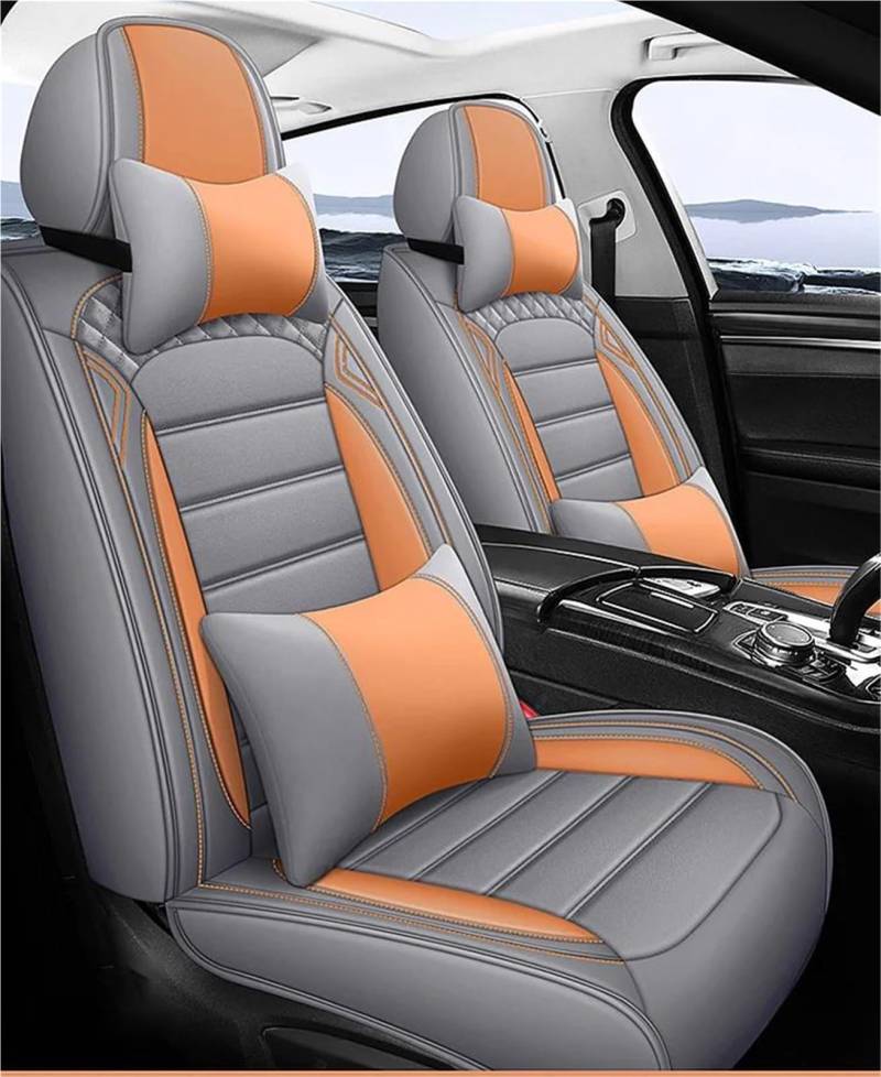 IITA Sitzbezüge Auto Leder-Autositzbezug für Megane 3 4 für Logan Autositzbezüge Autositzkissen Auto-Schonbezüg(Grey+Cushion) von IITA