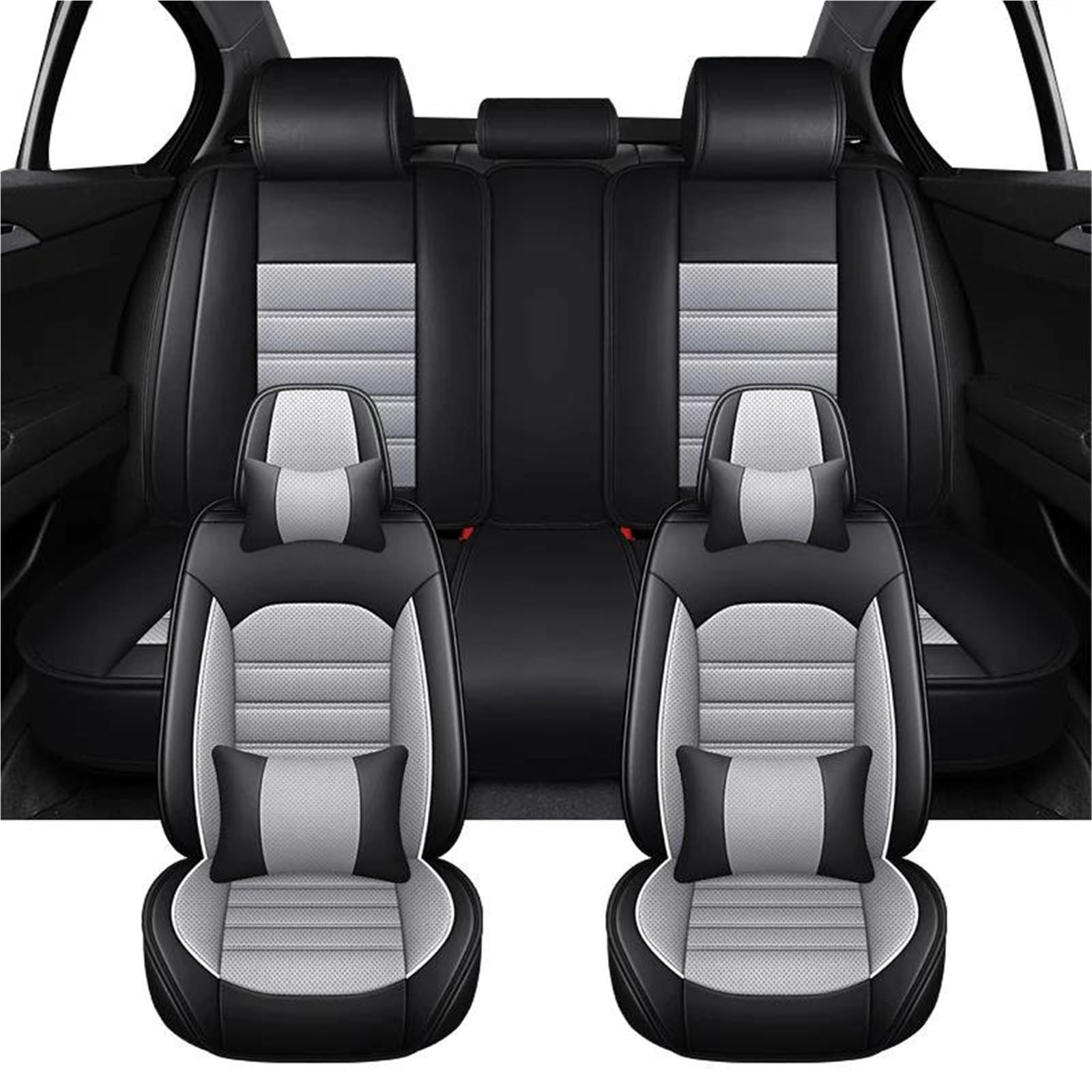 IITA Sitzbezüge Auto Vollständiger Satz Autositzbezüge für Chevy für Captiva für Tracker für Cruze für Sonic für Orlando für Onix für Spark für Cobalt Auto-Schonbezüg(Bk Grey+Pillow) von IITA