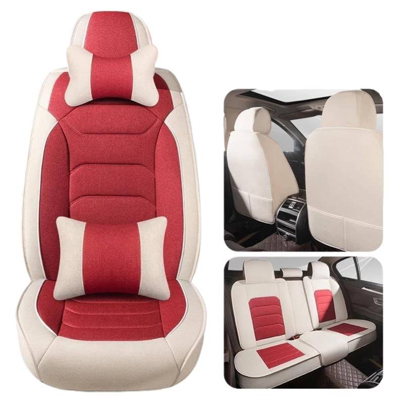 Sitzbezüge Auto Vollständiger Satz Autositzbezüge für Suzuki für Ignis für Alivio SX4 S-Cross für Swift für Vitara für Kizashi für Man Autozubehör Auto-Schonbezüg(Red+Cushion) von IITA