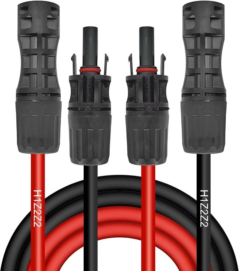 Solarkabel 4mm², Solarkabel Verlängerung 1/2/3/5M, PV-LTM5-1500V Buchsen und Steckern Verlängerungskabel (Rot/Schwarz) (4mm² 1M) von IJIAMY