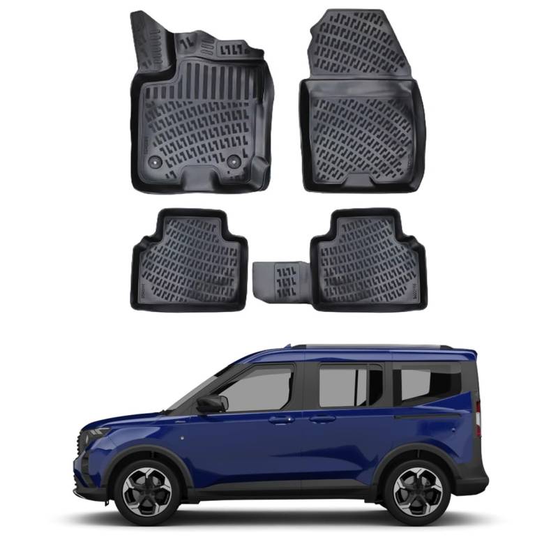 IKC STORE Für Ford Tourneo Courier 2024 Premium 3D Custom Fußmatten Zuschnitt Gummi Automatten – Wasserdicht, Geruchsfrei, Rutschfest Vorne & Hinten Bodenbelag von IKC STORE