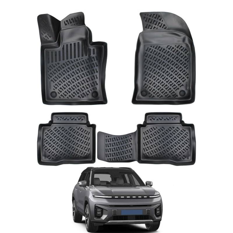 IKC STORE Für SsangYong Torres EVX 2024 Premium 3D Custom Fußmatten Schnitt Gummi Automatten – Wasserdicht, Geruchsfrei, Rutschfest Vorne & Hinten Bodenbelag von IKC STORE