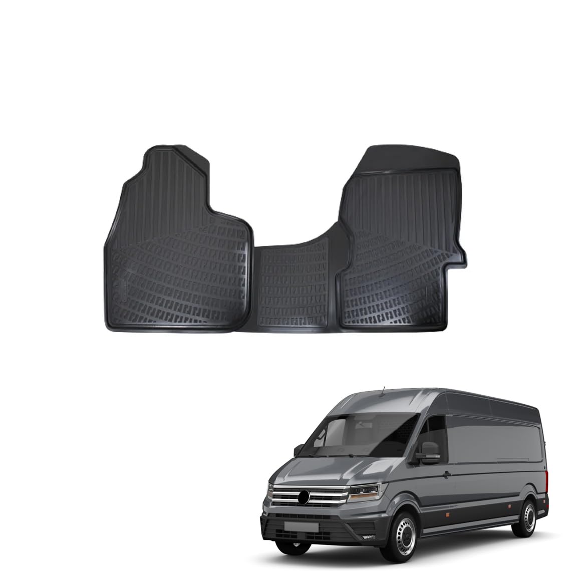 IKC STORE Für Volkswagen Crafter 2018 2019 2020 2021 2022 2023 Premium 3D Custom Cut Gummi Automatten – wasserdicht, geruchsfrei, rutschfest, vorne und hinten, PP1001 von IKC STORE