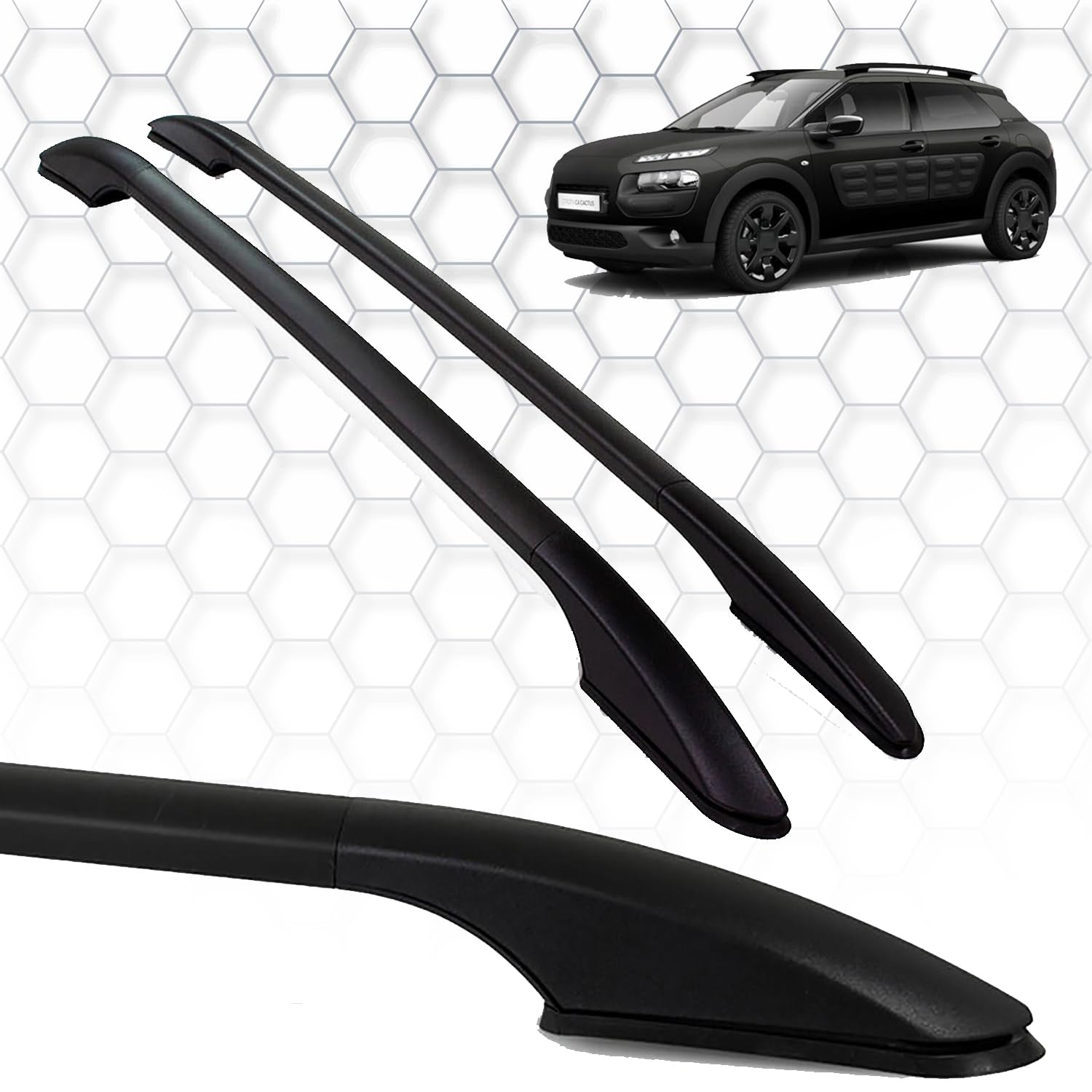 für Citroen C4 Cactus 2014-2024 Custom Fit Dachträger Seitenschienen - 165 LBS Tragfähigkeit, langlebige Aluminiumkonstruktion Schwarze Farbe von IKC STORE