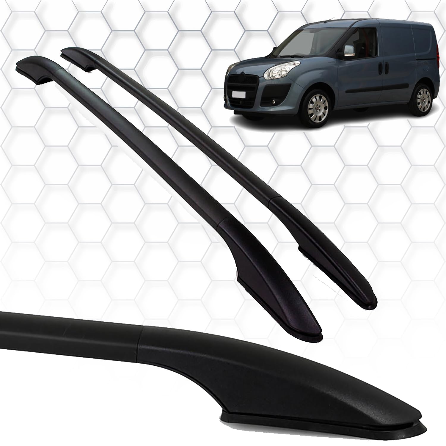 für FIAT Doblo langes Chassis 2010-2021 Custom Fit Dachträger Seitenschienen - 165 LBS Tragfähigkeit, langlebige Aluminiumkonstruktion Schwarze Farbe von IKC STORE