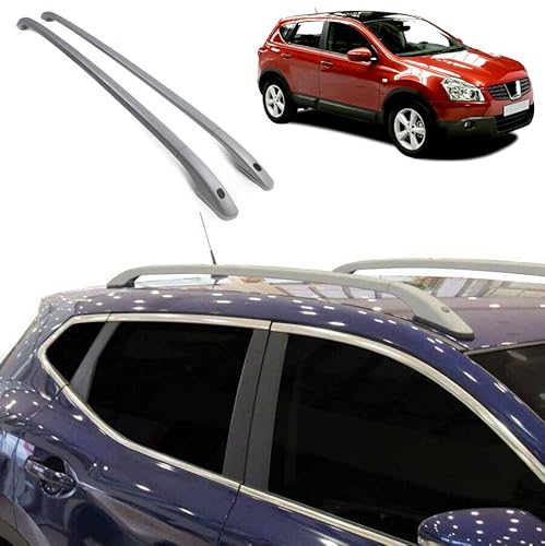 für Nissan Qashqai 2007-2014 Custom Fit Dachträger Seitenschienen - 165 LBS Tragfähigkeit, langlebige Aluminiumkonstruktion Graue Farbe von IKC STORE