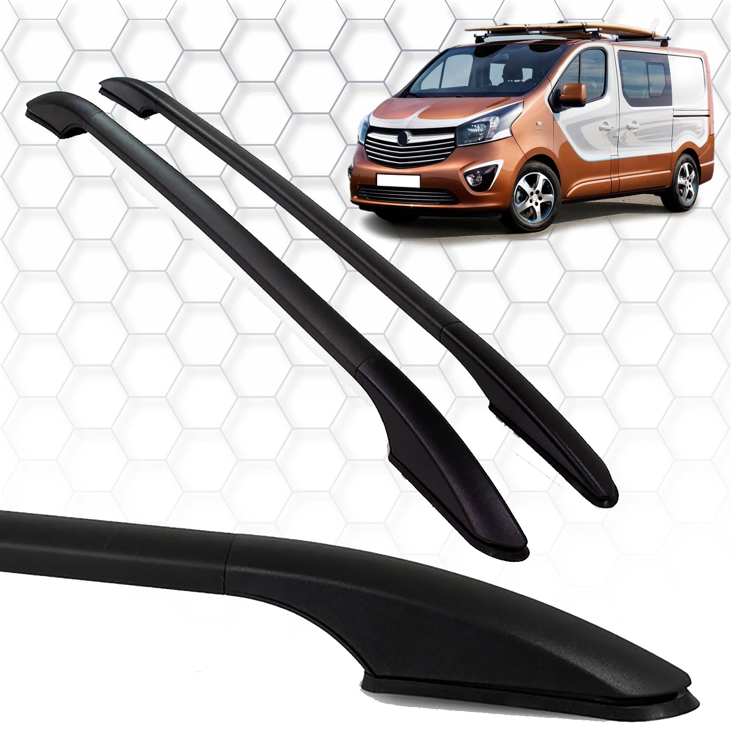 für Opel Vauxhall Vivaro langes Chassis 2014-2018 Custom Fit Dachträger Seitenschienen - 165 LBS Tragfähigkeit, langlebige Aluminiumkonstruktion Schwarze Farbe von IKC STORE