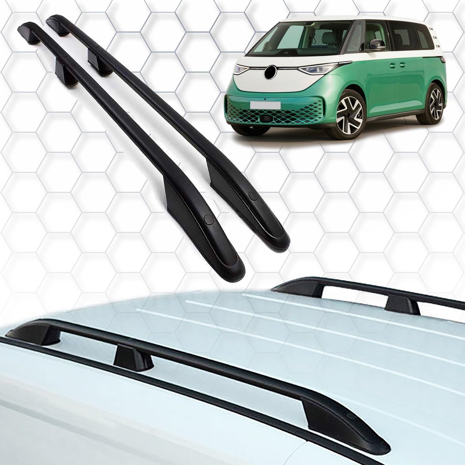 für VW Volkswagen ID.Buzz 2022-2025 Custom Fit Dachträger Seitenschienen - 165 LBS Tragfähigkeit, langlebige Aluminiumkonstruktion Schwarze Farbe von IKC STORE