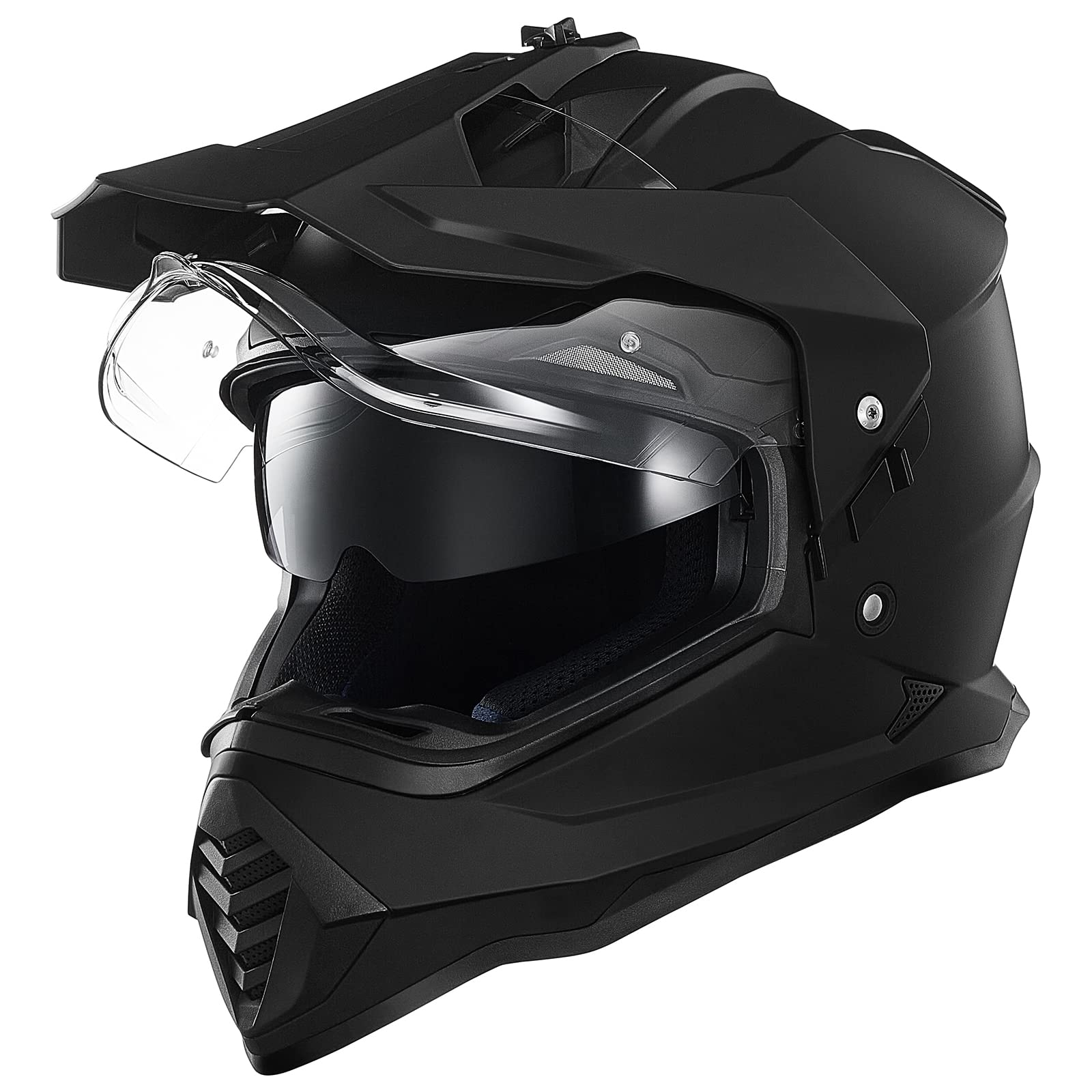 ILM Dual Sport Adventure Motocross Motorradhelm mit Pinlock kompatiblem Sonnenvisier ATV Dirt Bike Off Road Casco ECE Modell-WS902,Schwarz Matt, 2XL von ILM