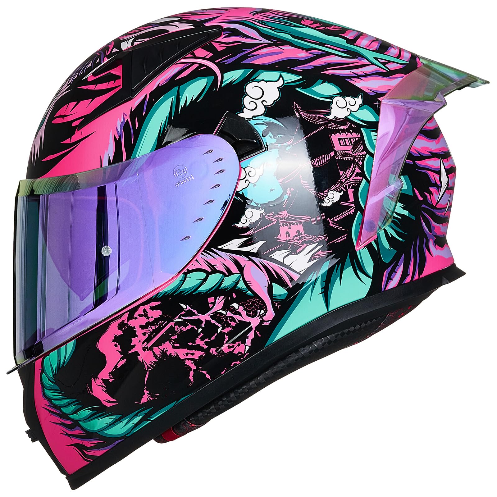 ILM Motorradhelm Integralhelm Herren Damen-Motorcycle Helmet mit 2 Visieren Pinlock-kompatiblen klaren und getönten-Street Bike Motocross Casco DOT&ECE Modell Z501, Legend Pink, M von ILM