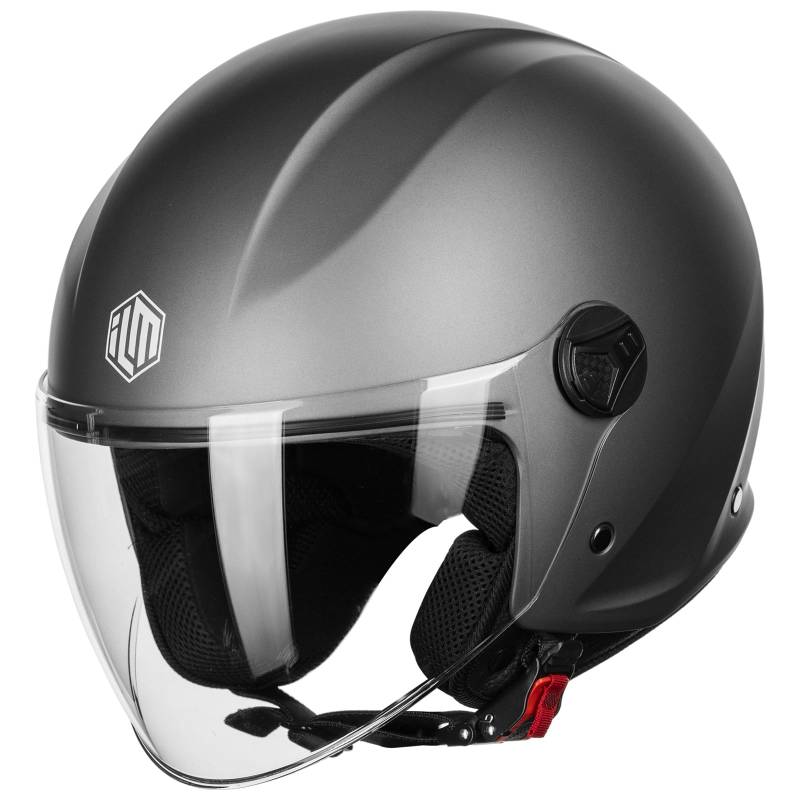 ILM Motorradhelm Retro Herren Damen-Jethelm Helm Motorrad Männer Frauen ECE2206 Modell WT506,Grau,M von ILM