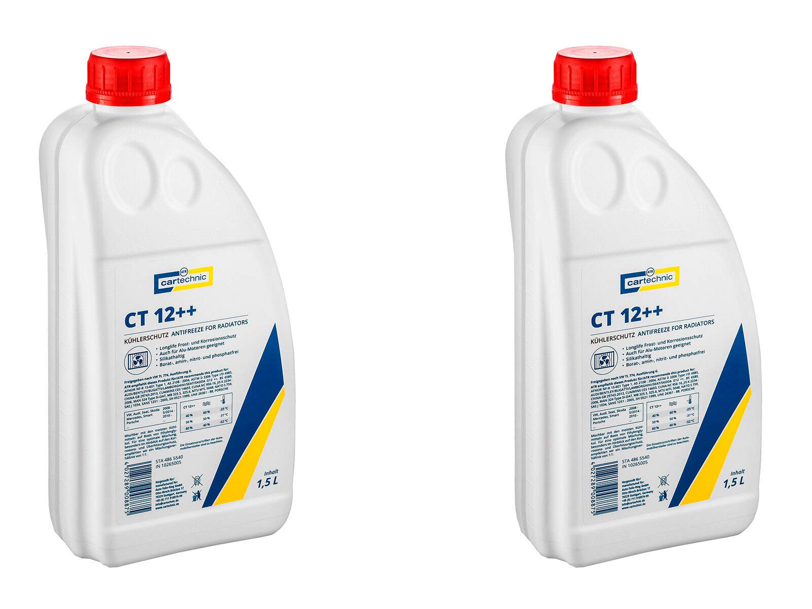 2x Cartechnic 1,5 Liter Kühlerfrostschutz Anti-Freeze Dunkelviolett CT 12 ++ Kühlflüssigkeit Frostschutz Radiator von ILODA