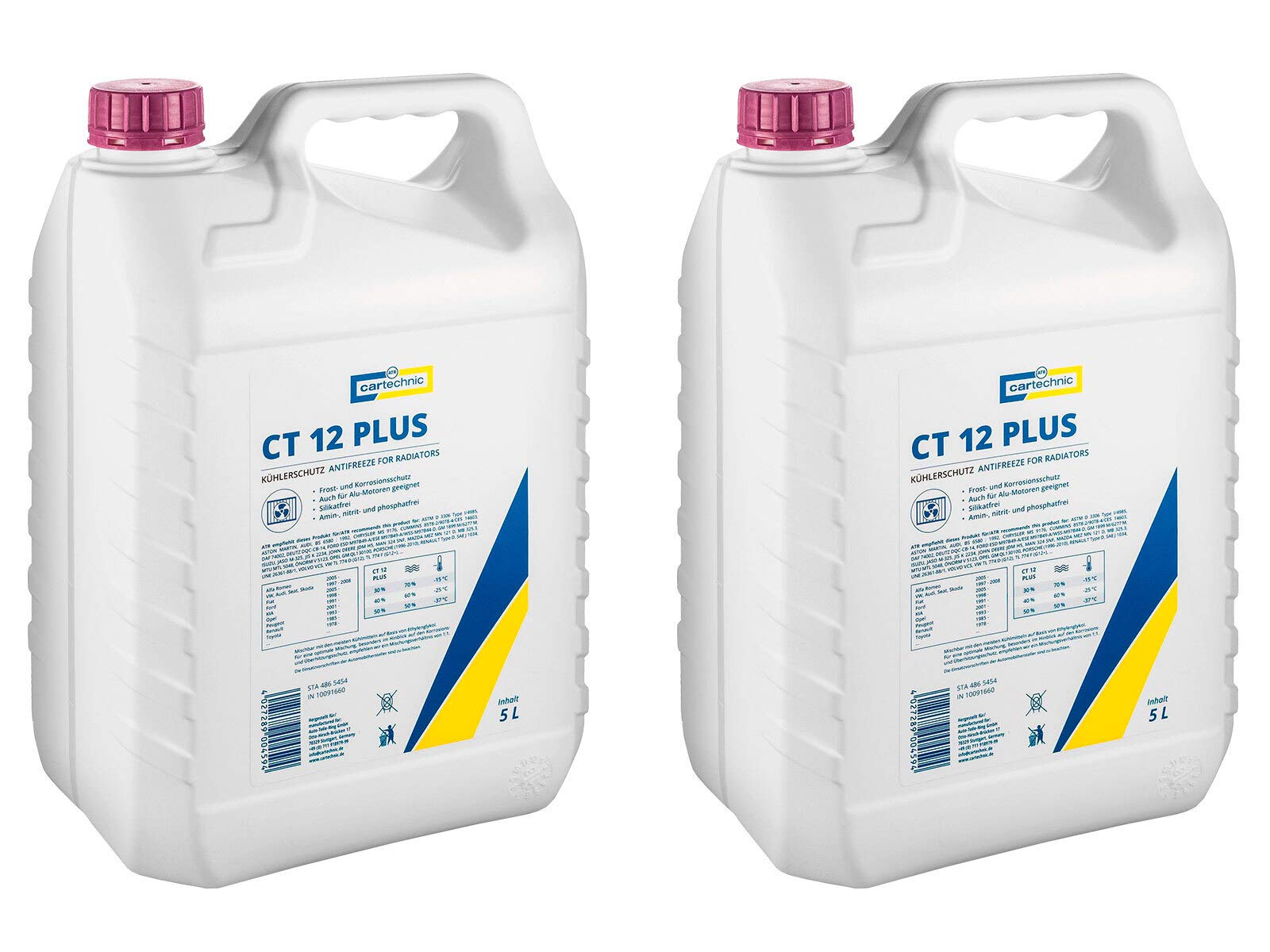 2x Cartechnic 5 Liter Kühlerfrostschutz Anti-Freeze Hellviolett CT 12 PLUS Kühlflüssigkeit Frostschutz Radiator von ILODA