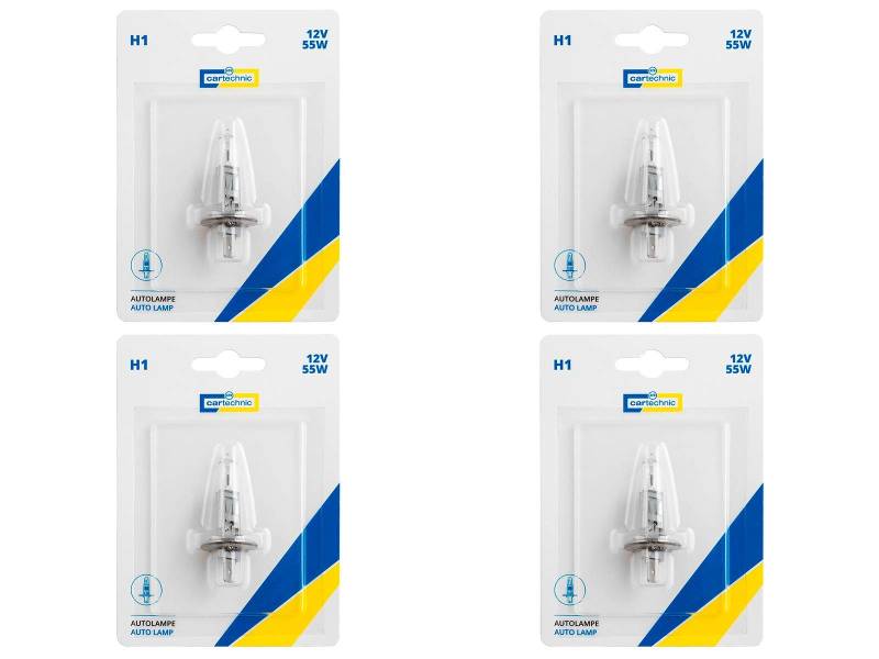 4x cartechnic H1 12V 55W P14,5s Halogen Glühbirnen Lampen Scheinwerferlampen Blisterverpackung von ILODA