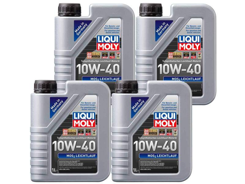 ILODA 4X Original Liqui Moly 1L MoS2 Leichtlauf 10W-40 Motoröl Motorenöl Motoroil Oil von ILODA