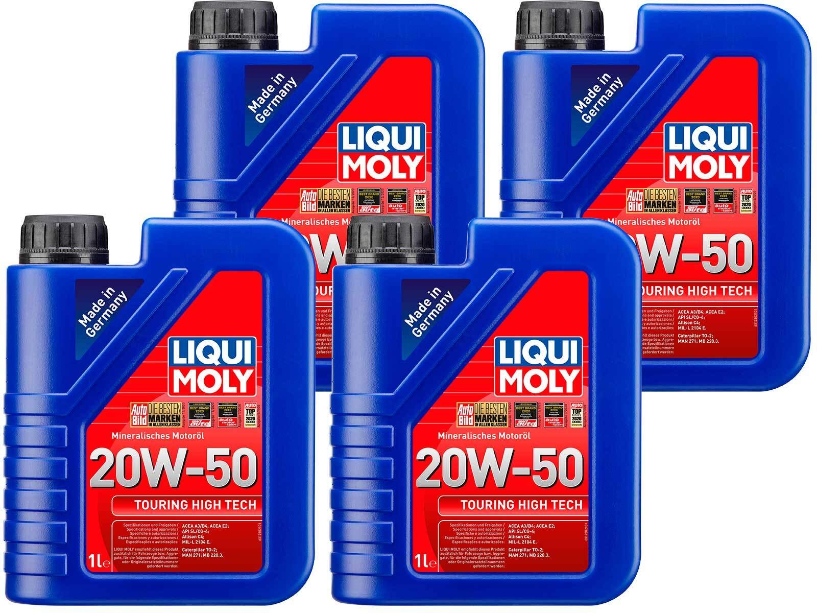 ILODA 4X Original Liqui Moly 1L Motoröl Motorenöl Öl Touring High Tech 20W-50 Oil von ILODA