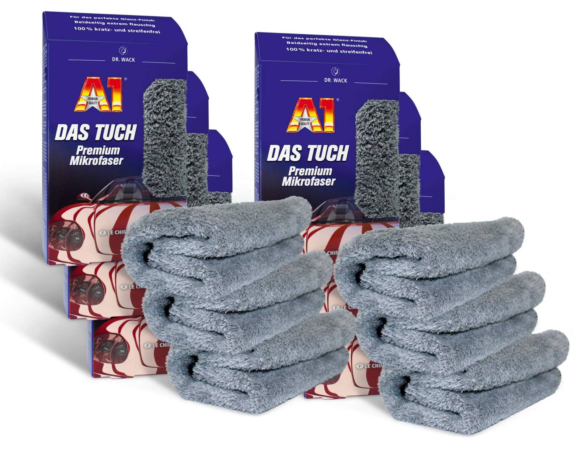 ILODA 6X Dr. Wack A1 DAS Tuch - Premium Mikrofaser, Mikrofasertuch für Autopflege, Profi Microfasertuch Auto, Mikrofasertücher für Autolack für EIN kratzfreies Polieren von ILODA