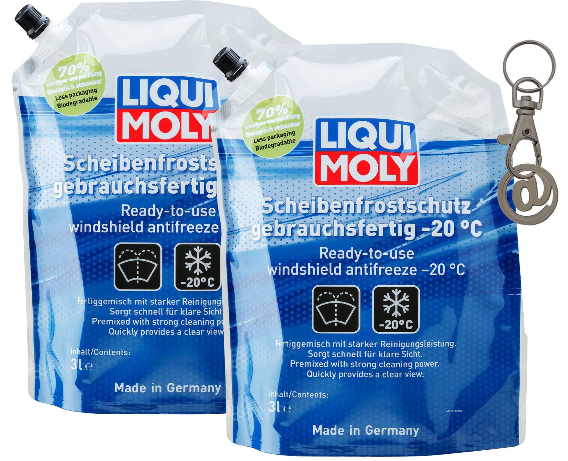 ILODA Einkaufswagenchip + 2X LM 21677 Scheibenfrostschutz gebrauchsfertig 3L bis -20°C, Scheibenreiniger von ILODA