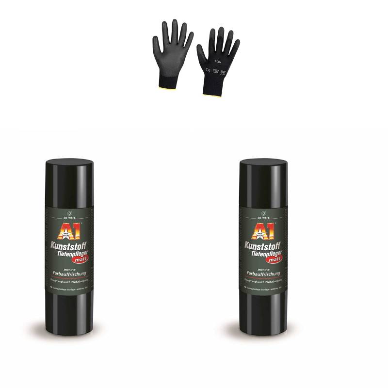 ILODA Schutzhandschuhe + 2xDr.Wack A1 250ml Kunststofftiefenpfleger matt von ILODA