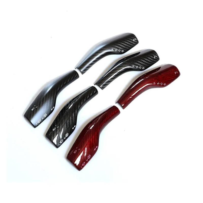 ILQNZCNM 2PCS Kompatibel for Tesla Modell 3/Y 2017-2023 Real Carbon Fiber Column Shift Schutzhülle Dekorative Aufkleber Zubehör(Red) von ILQNZCNM