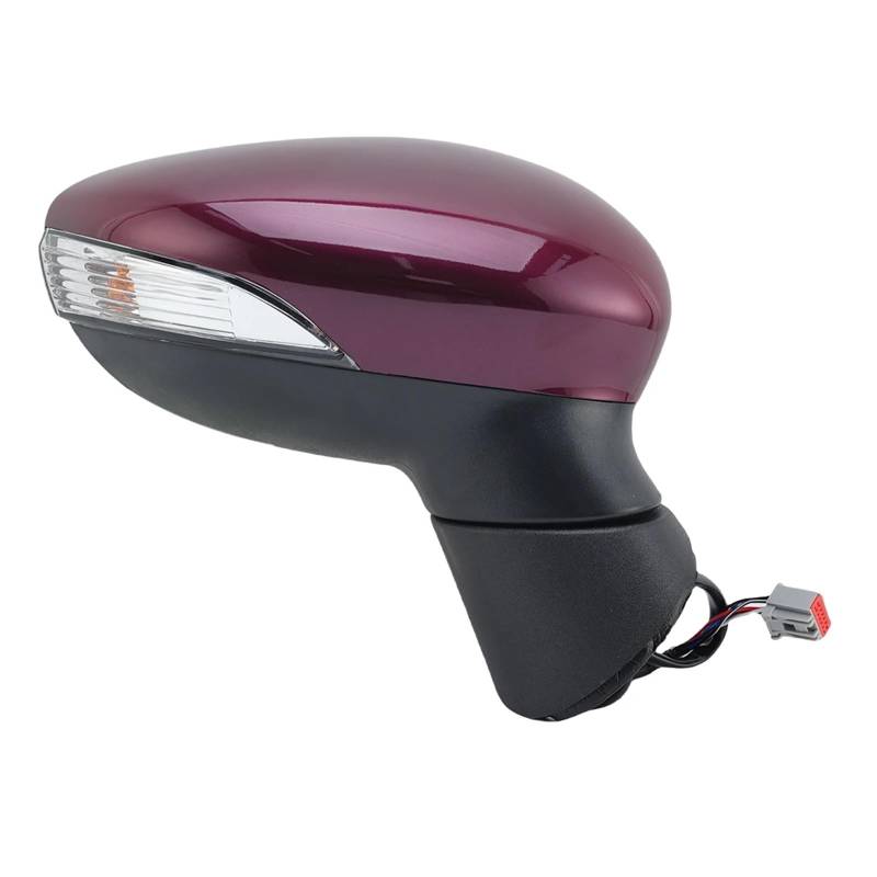 ILQNZCNM 6 Drähte Seitenrückspiegelbaugruppe Kompatibel for Fiesta MK7 2008-2012 Elektrisches Violett Magenta Rot Seitentürspiegel Autozubehör(1pc left) von ILQNZCNM