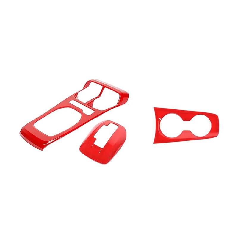 ILQNZCNM ABS-Auto-Front-Getränkebecherhalter, Schalthebel-Dekorations-Abdeckungs-Set, kompatibel mit Camaro 2010–2015, Innenzubehör(3 pcs Red) von ILQNZCNM