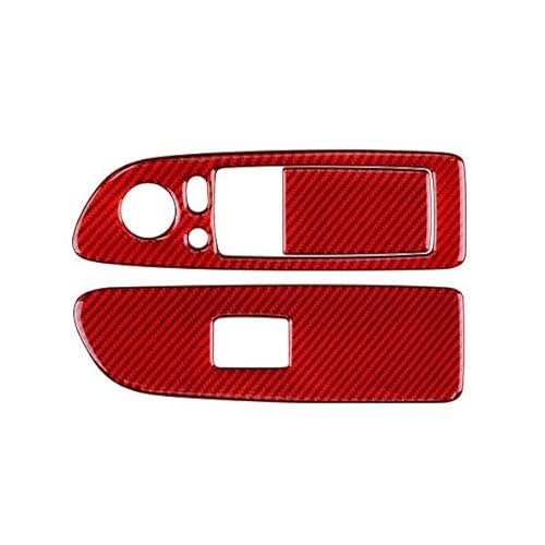 ILQNZCNM Echtkohlefaser-Aufkleber, kompatibel for BMW 1er E81 E82 E87 E88 2008–2013, Autotür-Fensterheber-Schalterrahmen-Verkleidungszubehör(Red A) von ILQNZCNM