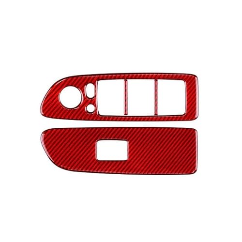 ILQNZCNM Echtkohlefaser-Aufkleber, kompatibel for BMW 1er E81 E82 E87 E88 2008–2013, Autotür-Fensterheber-Schalterrahmen-Verkleidungszubehör(Red B) von ILQNZCNM