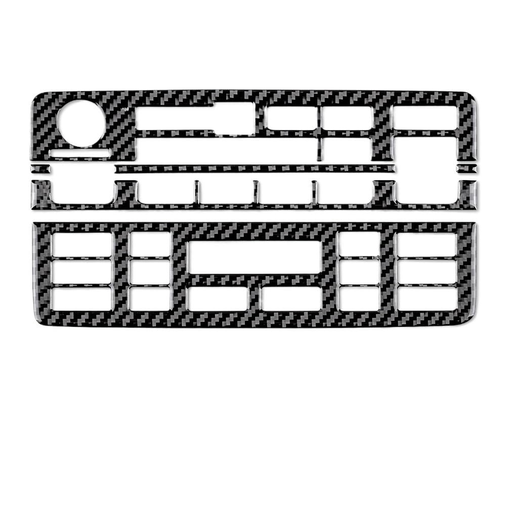 ILQNZCNM Kohlefaser kompatibel for BMW E46 1998–2006, Auto-Mittelkonsolen-Panel, AC, CD-Knopf, Rahmen, Verkleidung, Abdeckung, Aufkleber, Auto-Zubehör(Black E) von ILQNZCNM