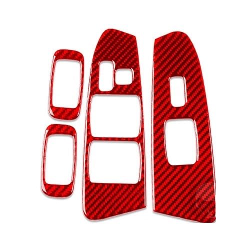 ILQNZCNM Kohlefaser kompatibel for Toyota -Tacoma 2009 2010 2011 Tür Fensterheber Bedienfeld Aufkleber Auto-Innenzubehör(Red) von ILQNZCNM