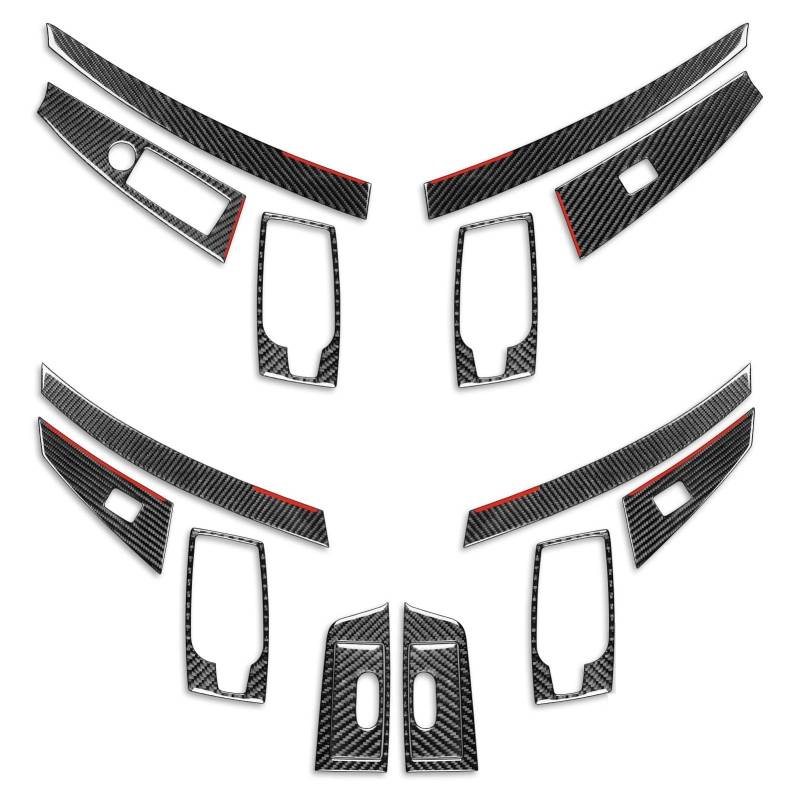 ILQNZCNM Kompatibel for BMW 5er E60 2004–2007, Kohlefaser-Türinnengriff, Fensterheber-Bedienfeld, passend for Auto-Innendekoration(Black B) von ILQNZCNM