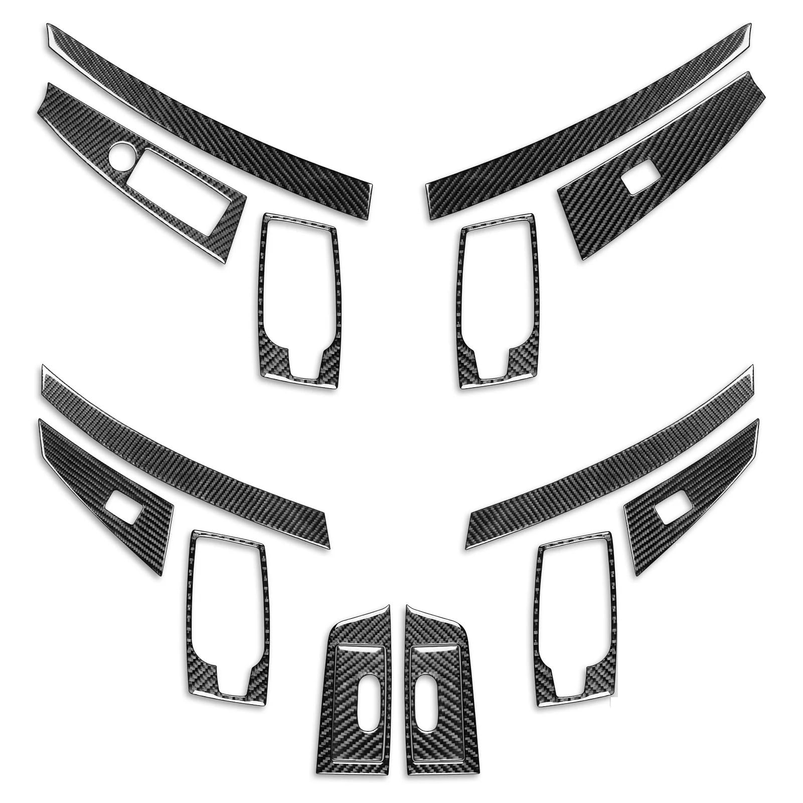 ILQNZCNM Kompatibel for BMW 5er E60 2004–2007, Kohlefaser-Türinnengriff, Fensterheber-Bedienfeld, passend for Auto-Innendekoration(Black LHD) von ILQNZCNM