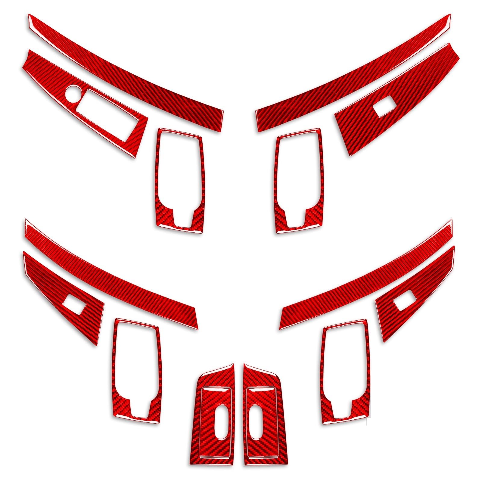 ILQNZCNM Kompatibel for BMW 5er E60 2004–2007, Kohlefaser-Türinnengriff, Fensterheber-Bedienfeld, passend for Auto-Innendekoration(Red LHD) von ILQNZCNM