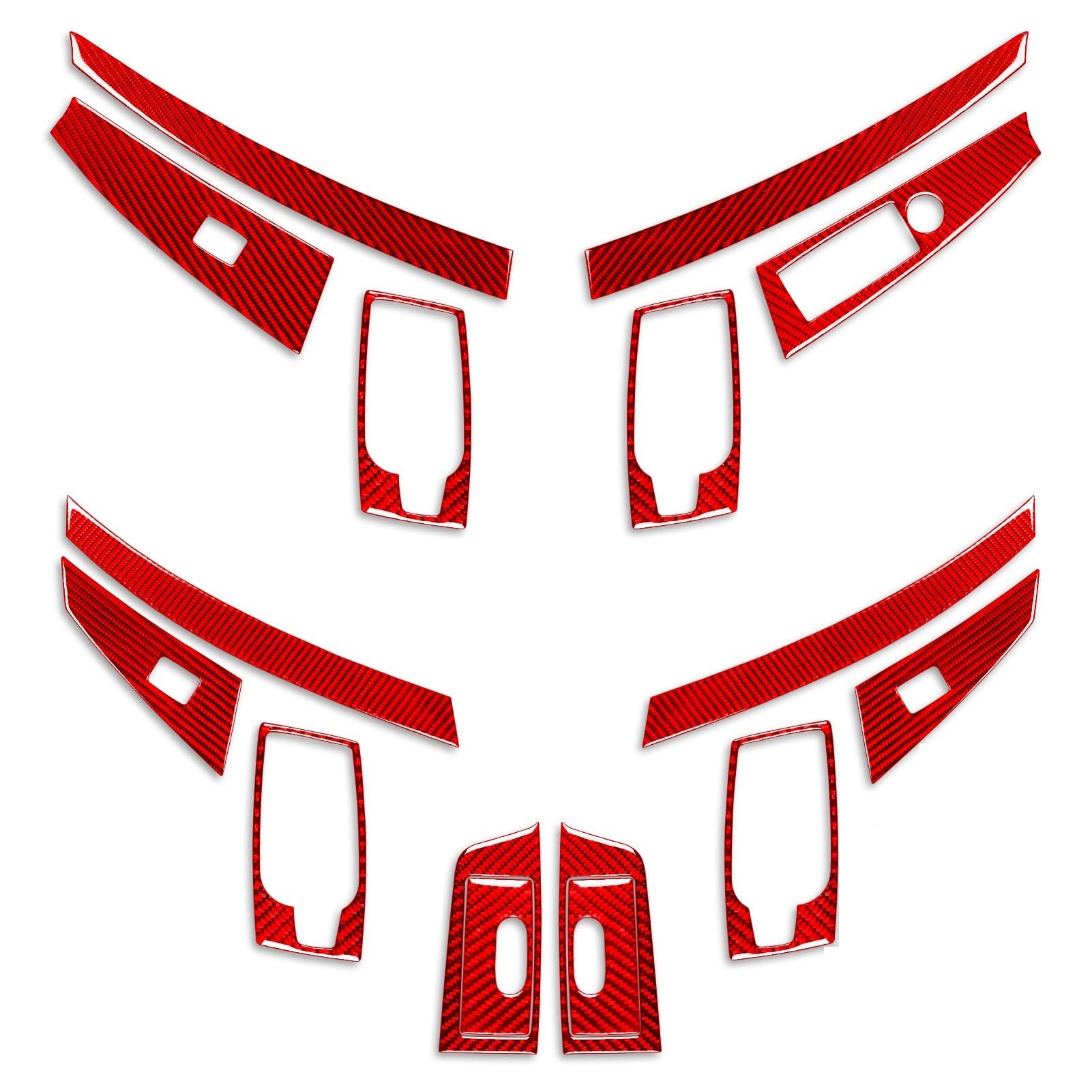 ILQNZCNM Kompatibel for BMW 5er E60 2004–2007, Kohlefaser-Türinnengriff, Fensterheber-Bedienfeld, passend for Auto-Innendekoration(Red RHD) von ILQNZCNM