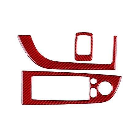 ILQNZCNM Kompatibel for BMW Z4 E89 2009–2017, Autotür-Fensterheber-Schalterknopf-Rahmenabdeckung, echte Kohlefaser-Aufkleber, Innenverkleidungszubehör(Red) von ILQNZCNM