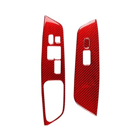 ILQNZCNM Kompatibel for Hyundai -Veloster 2012 2013 2014 2015 2016 2017 Carbon Fiber Fensterheber Schalter Panel Auto Innen Zubehör Aufkleber(Red LHD) von ILQNZCNM