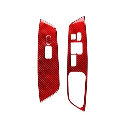 ILQNZCNM Kompatibel for Hyundai -Veloster 2012 2013 2014 2015 2016 2017 Carbon Fiber Fensterheber Schalter Panel Auto Innen Zubehör Aufkleber(Red RHD) von ILQNZCNM