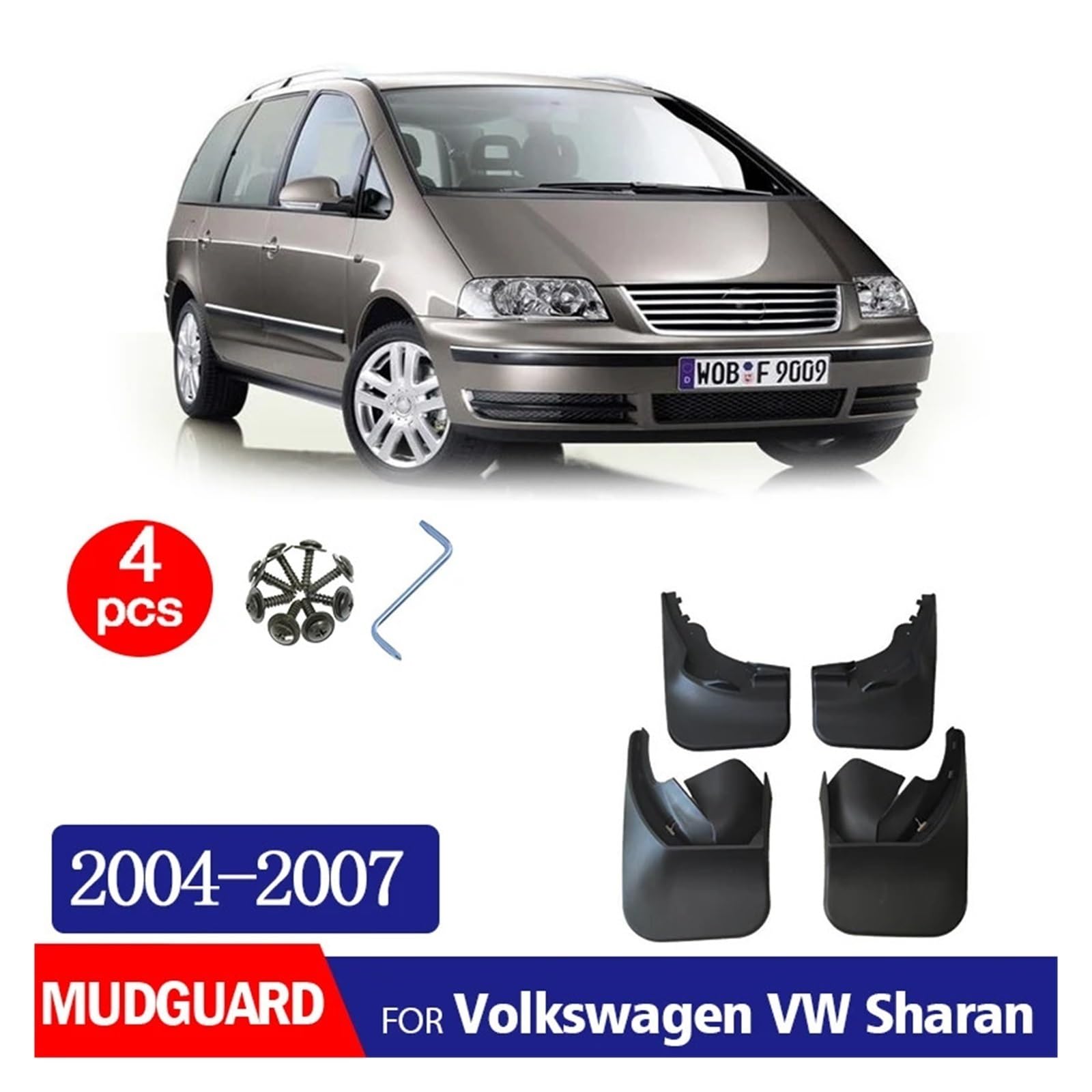 ILQNZCNM Kompatibel for VW Sharan 2004 2005 2006 2007 Kotflügel Kotflügel Schmutzfänger Spritzschutz Schmutzfänger Autozubehör vorne hinten 4 Stück von ILQNZCNM