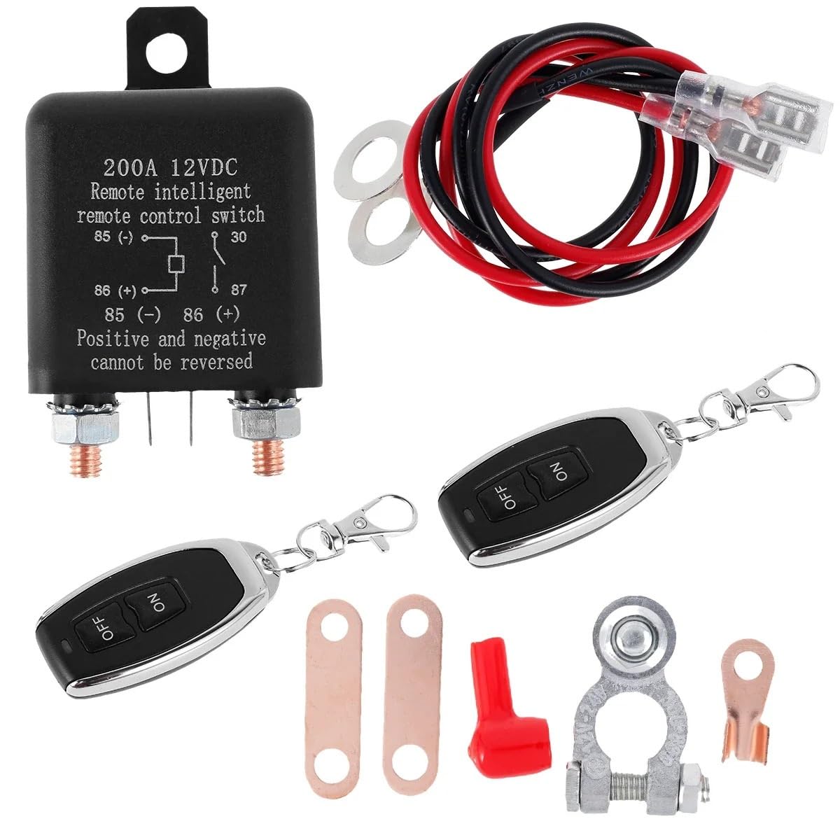 Schaltrelais 12-V-Batterierelaisschalter, Autobatterie mit zwei Fernbedienungen, Trennrelais, Batteriediebstahlsicherung, Ausschalter, kompakter Batterieisolator von IMASHNA