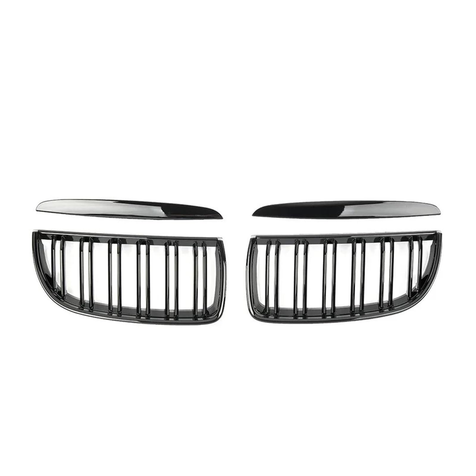 Auto Kühlergrill Frontstoßstange Nierengitter Für 3er E90 E91 2005 2006 2007 2008 330i 335i Chrom Silber Doppellamellengitter Auto Frontgrill(Double-Glossy Black) von IMAWUHM