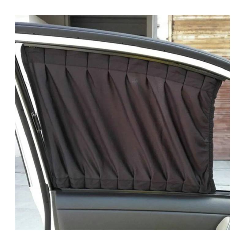 Autofenster-Visier Dehnbarer Sonnenschutzvorhang Kunststoff Schienenfahrzeugen Sonnenblende Autofenster Mit Elastischer Kordel Schwarz/Beige/Grau 2 X 50 L Autofensterblenden(Black Mesh) von IMAWUHM